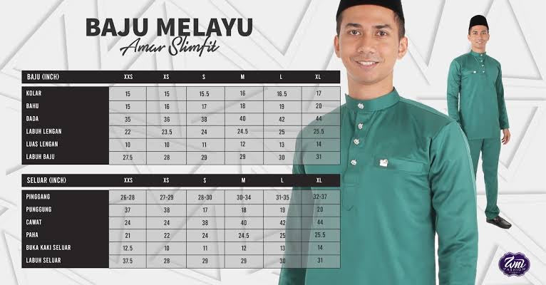 Baju Melayu Amar (SLIMFIT) Cekak Musang Buttons not included