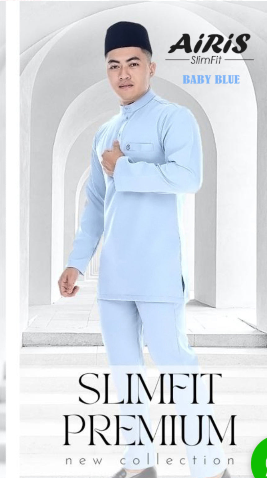 Baju Melayu Airis (SLIMFIT) Cekak Musang  Buttons not included