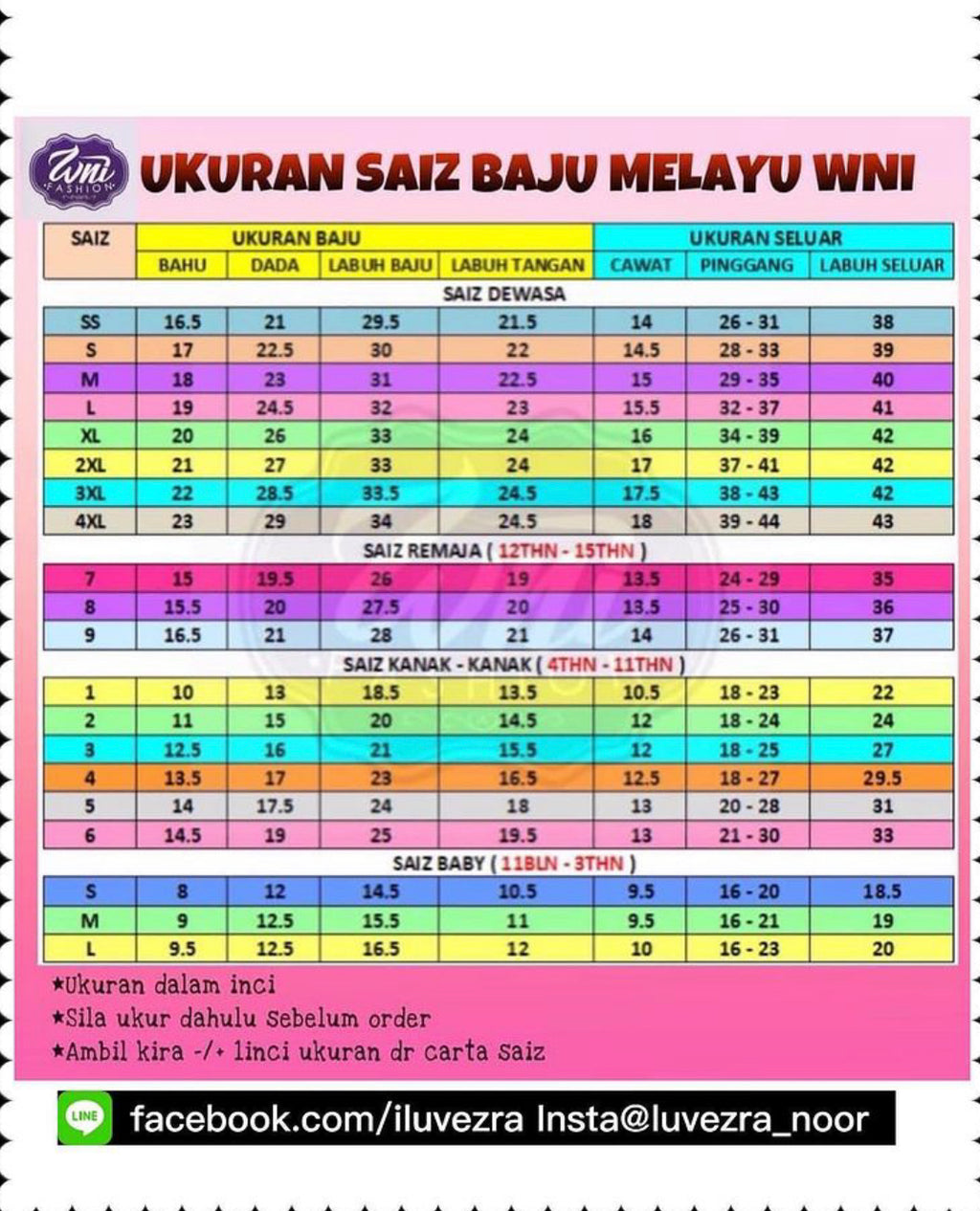 Baju Melayu ADULT WNI Plus size-Cekak Musang.  Buttons not included