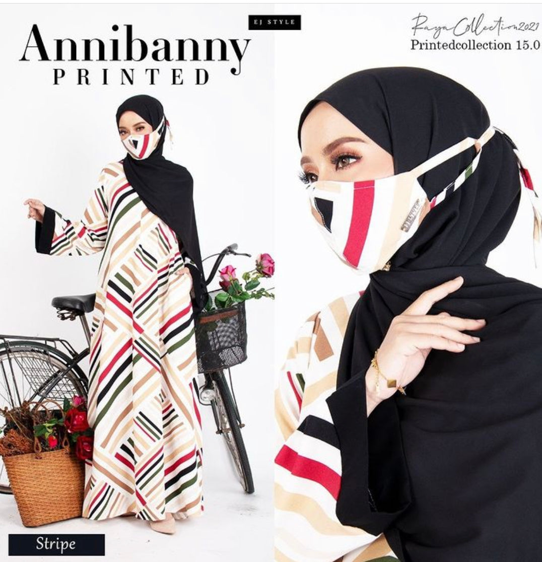 Annibanny Printed Abaya (w mask)