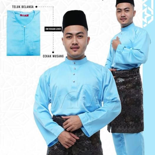 Baju Melayu ADULT WNI Standard size-Cekak Musang (Collar, buttons not included)