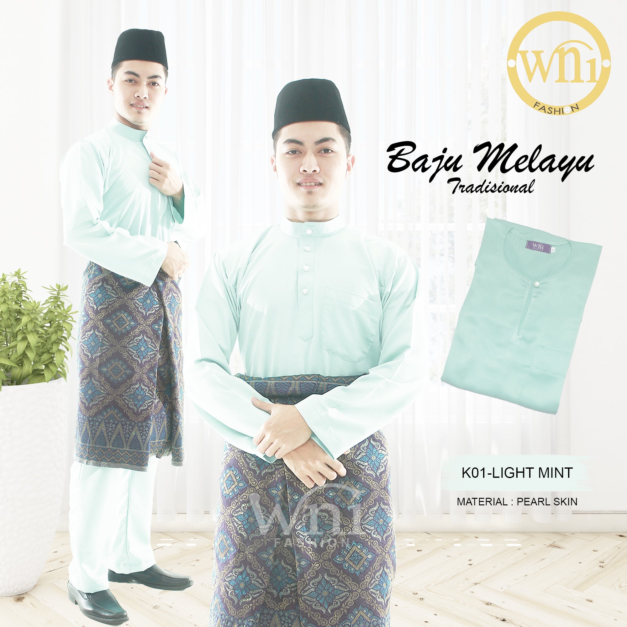 Baju Melayu ADULT WNI Standard size-Cekak Musang (Collar, buttons not included)