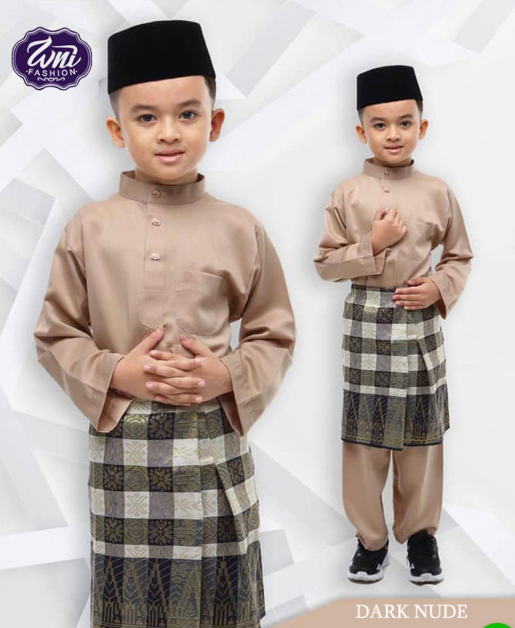 Baju Melayu BOYS Traditional- Teluk Belanga-round neck