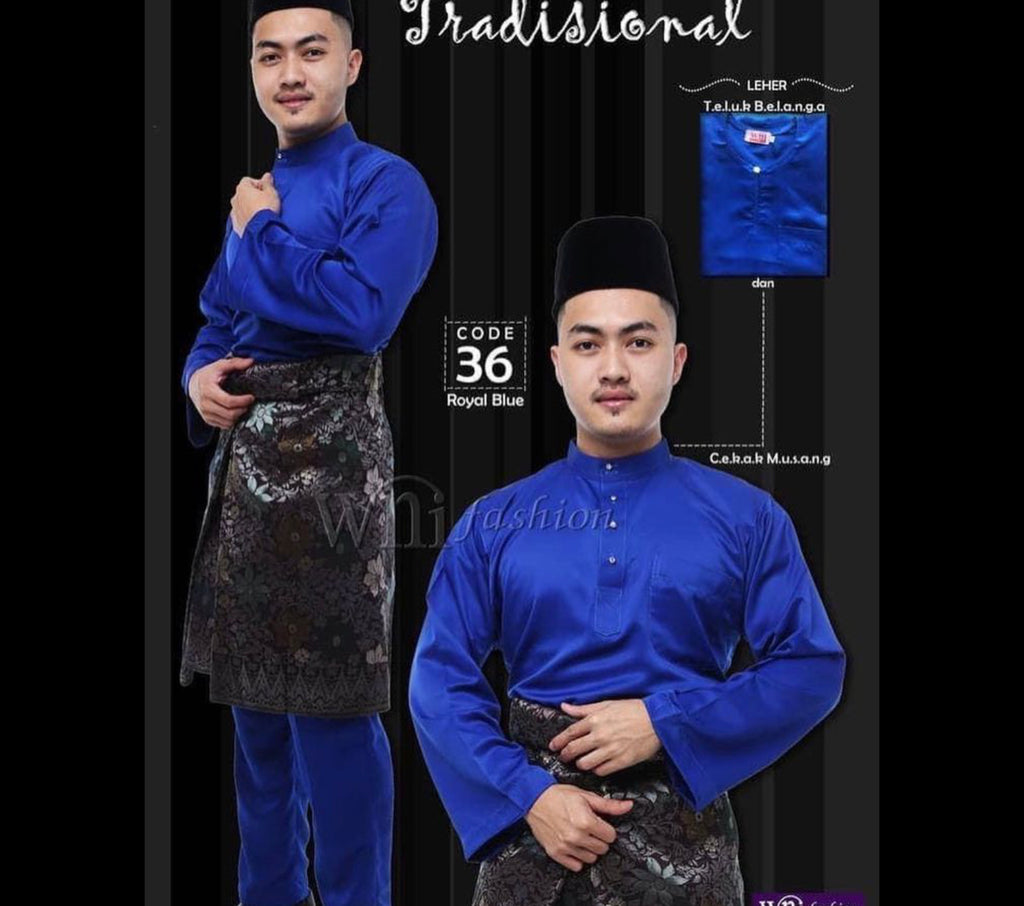 Baju Melayu ADULT WNI Standard size-Cekak Musang (Collar, buttons not included)
