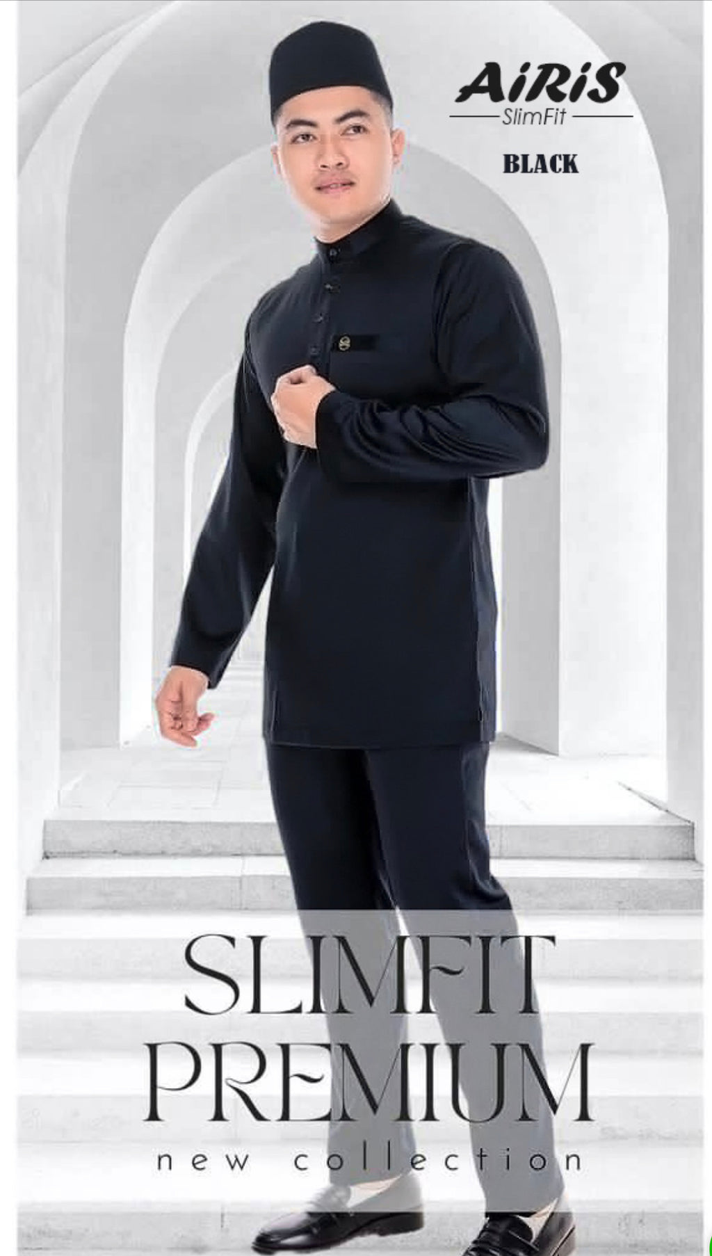 Baju Melayu Airis (SLIMFIT) Cekak Musang  Buttons not included