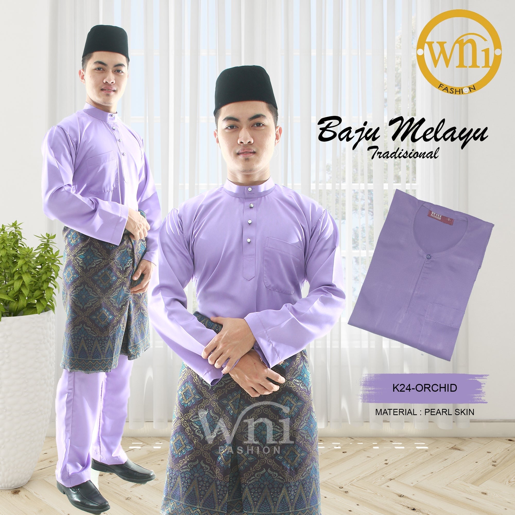 Baju Melayu ADULT WNI Plus size-Cekak Musang.  Buttons not included