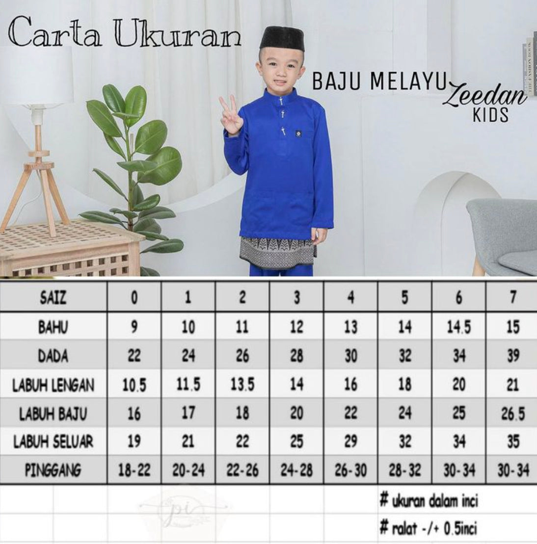 Baju Melayu ZEEDAN Boys-Cekak Musang(buttons not included)