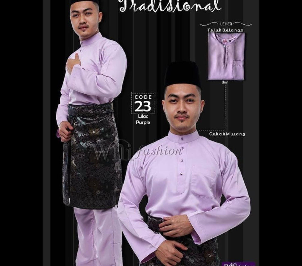 Baju Melayu ADULT WNI Standard size-Cekak Musang (Collar, buttons not included)