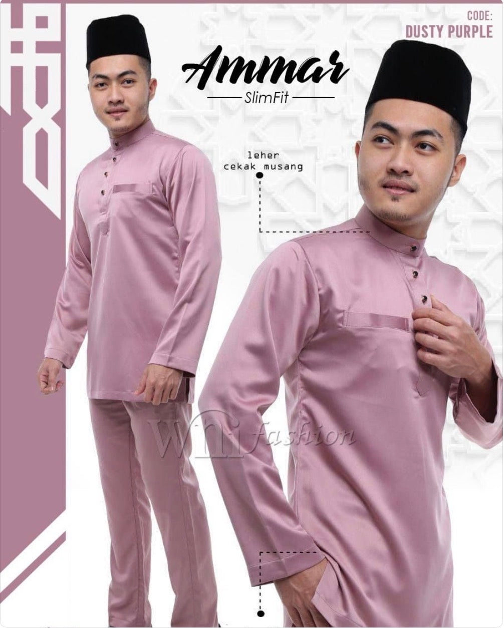 Baju Melayu Amar (SLIMFIT) Cekak Musang Buttons not included