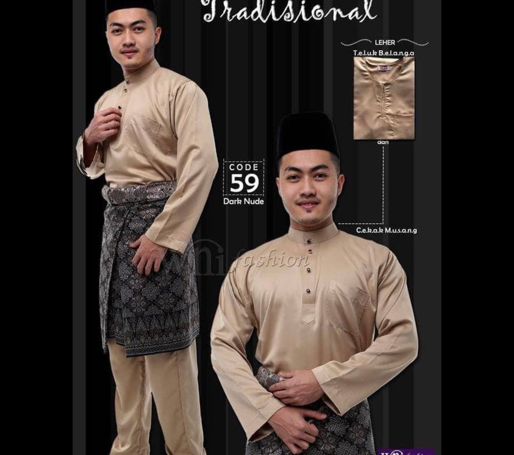 Baju Melayu ADULT WNI Plus size-Teluk Belanga (Round Neck)
