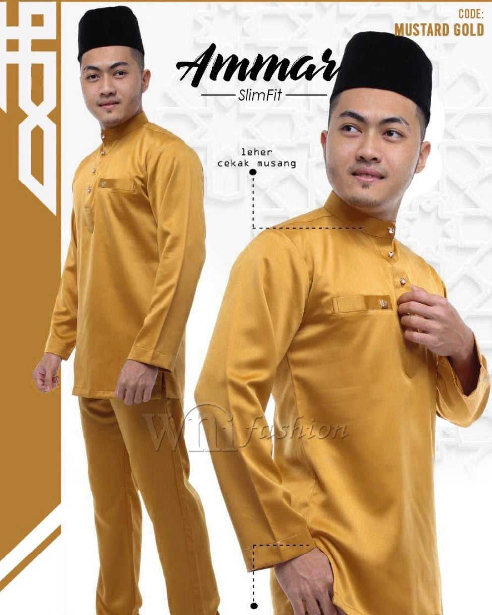Baju Melayu Amar (SLIMFIT) Cekak Musang Buttons not included