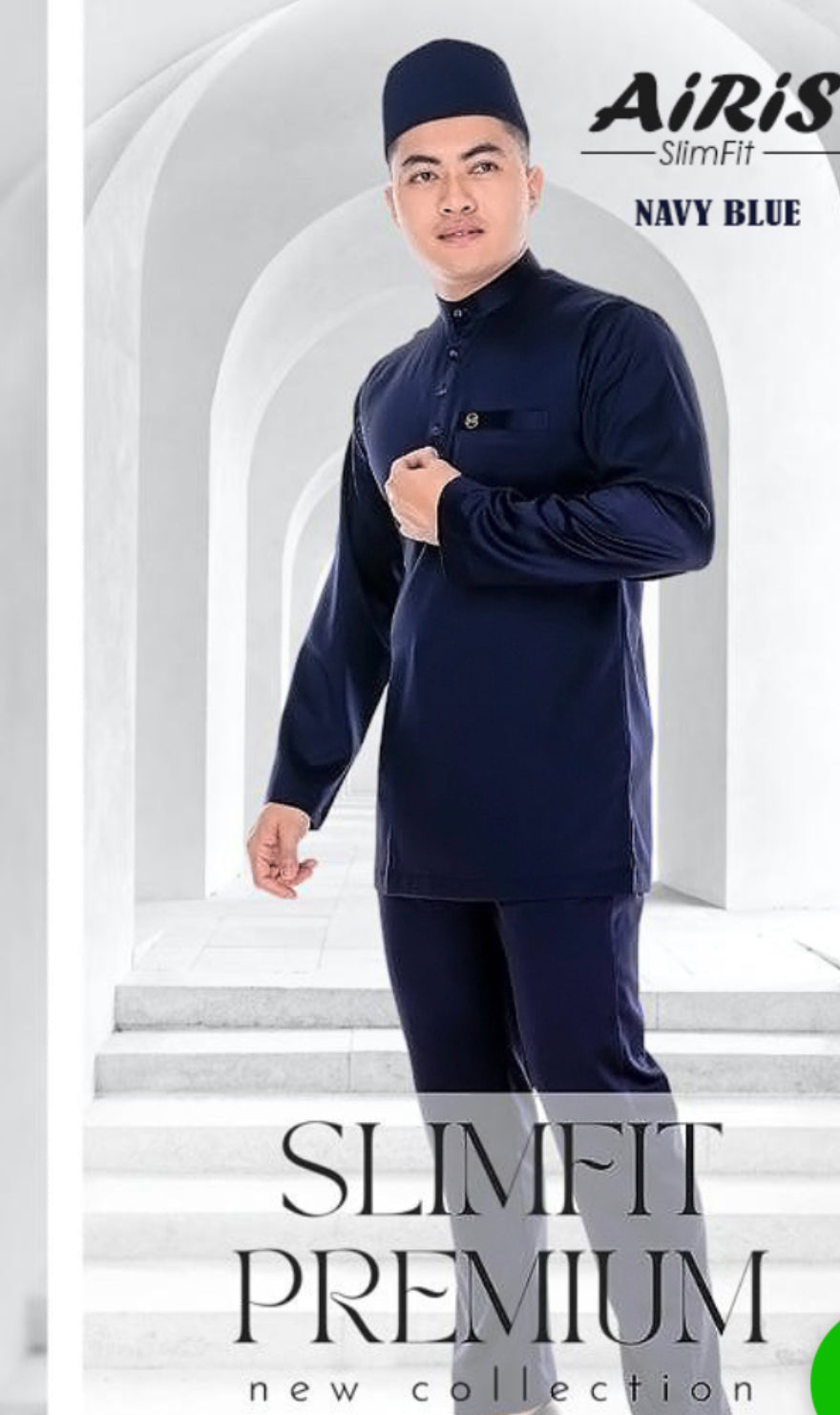 Baju Melayu Airis (SLIMFIT) Cekak Musang  Buttons not included