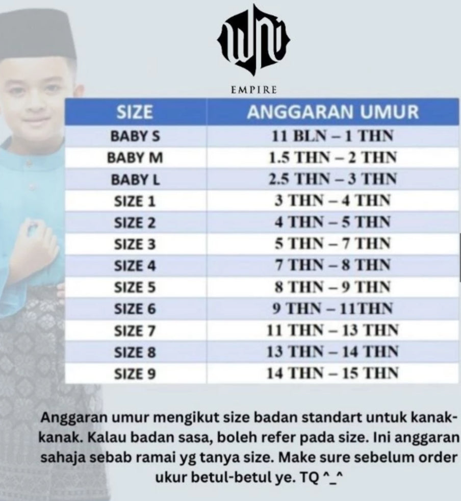 Baju Melayu BOYS WNI-Cekak Musang, buttons not included