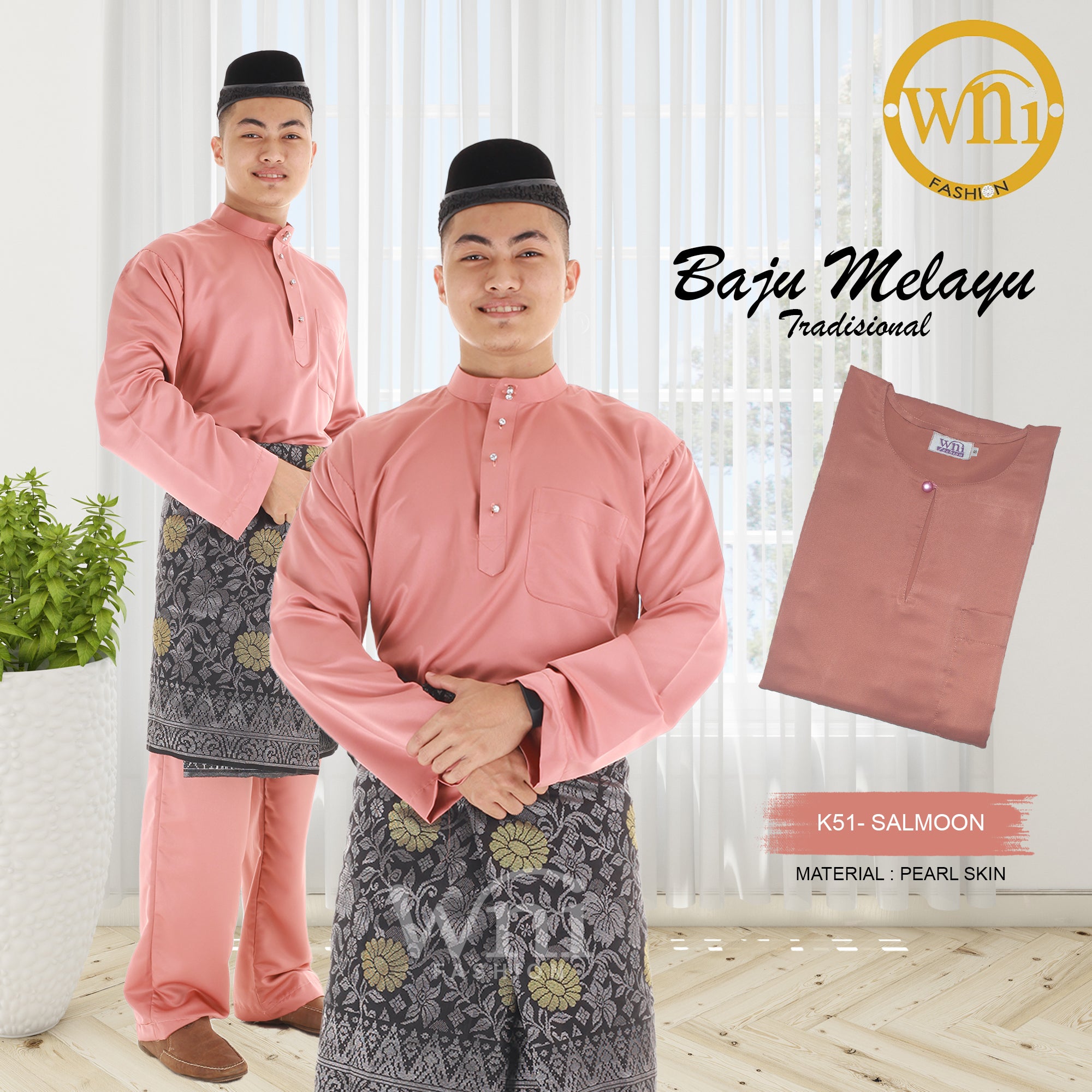 Baju Melayu ADULT WNI Standard size-Cekak Musang (Collar, buttons not included)