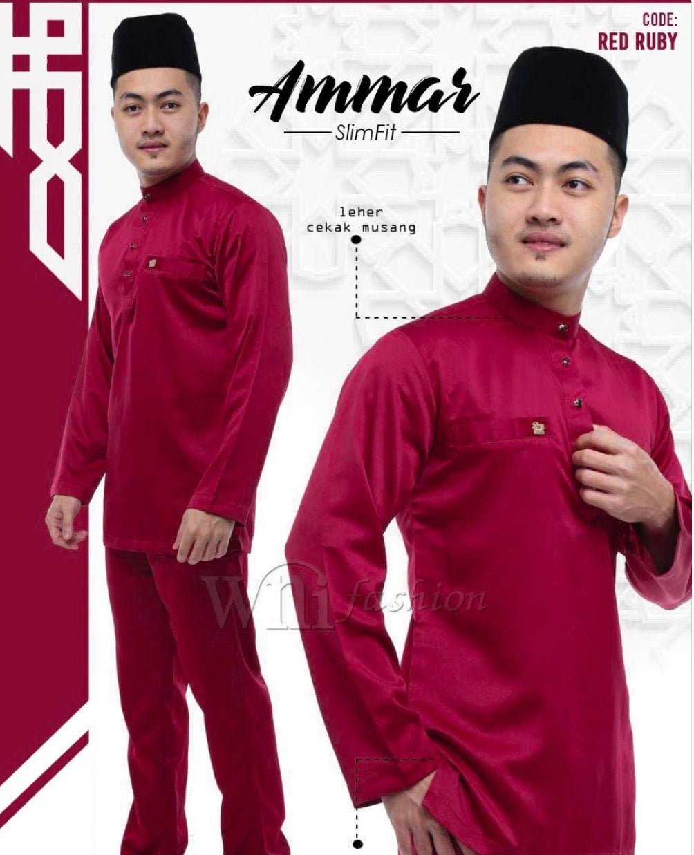 Baju Melayu Amar (SLIMFIT) Cekak Musang Buttons not included