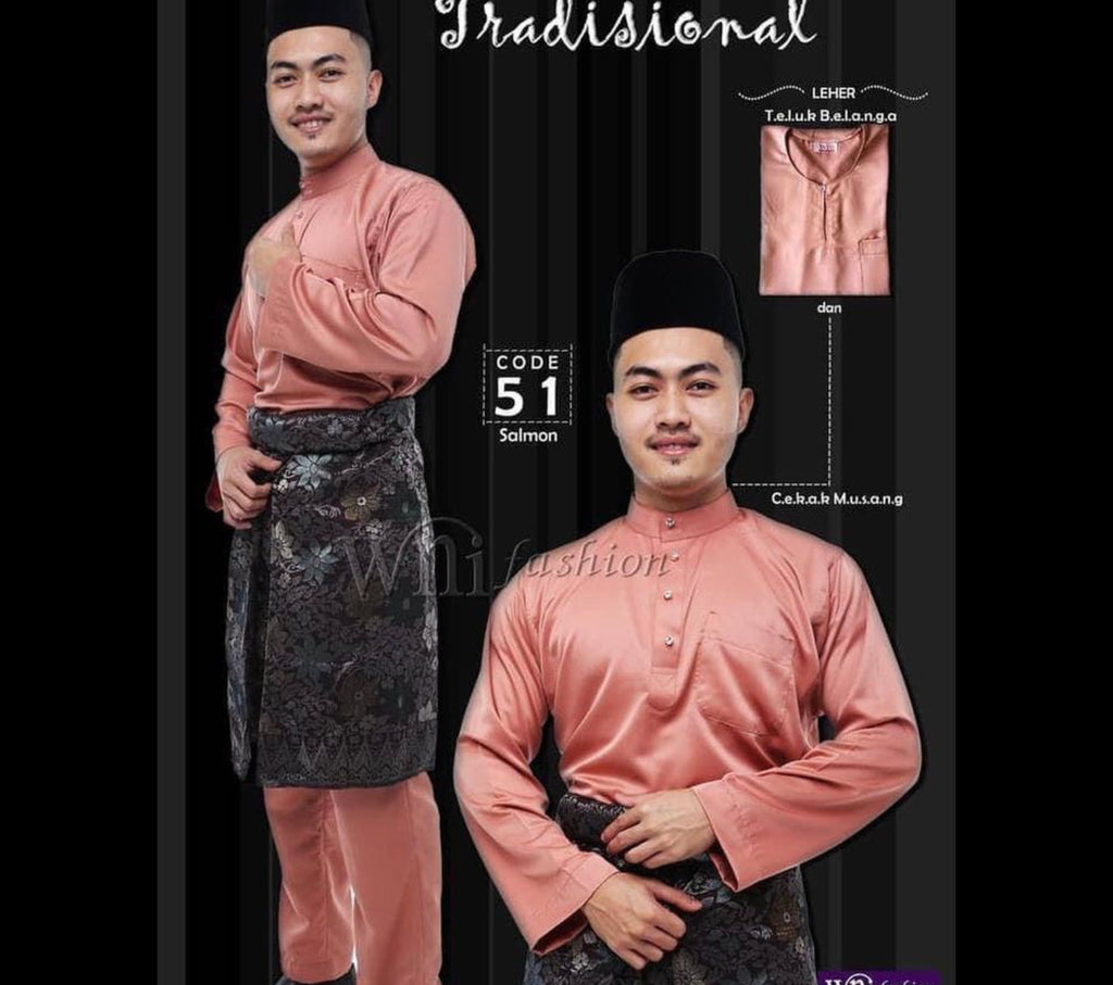Baju Melayu ADULT WNI Standard size-Cekak Musang (Collar, buttons not included)