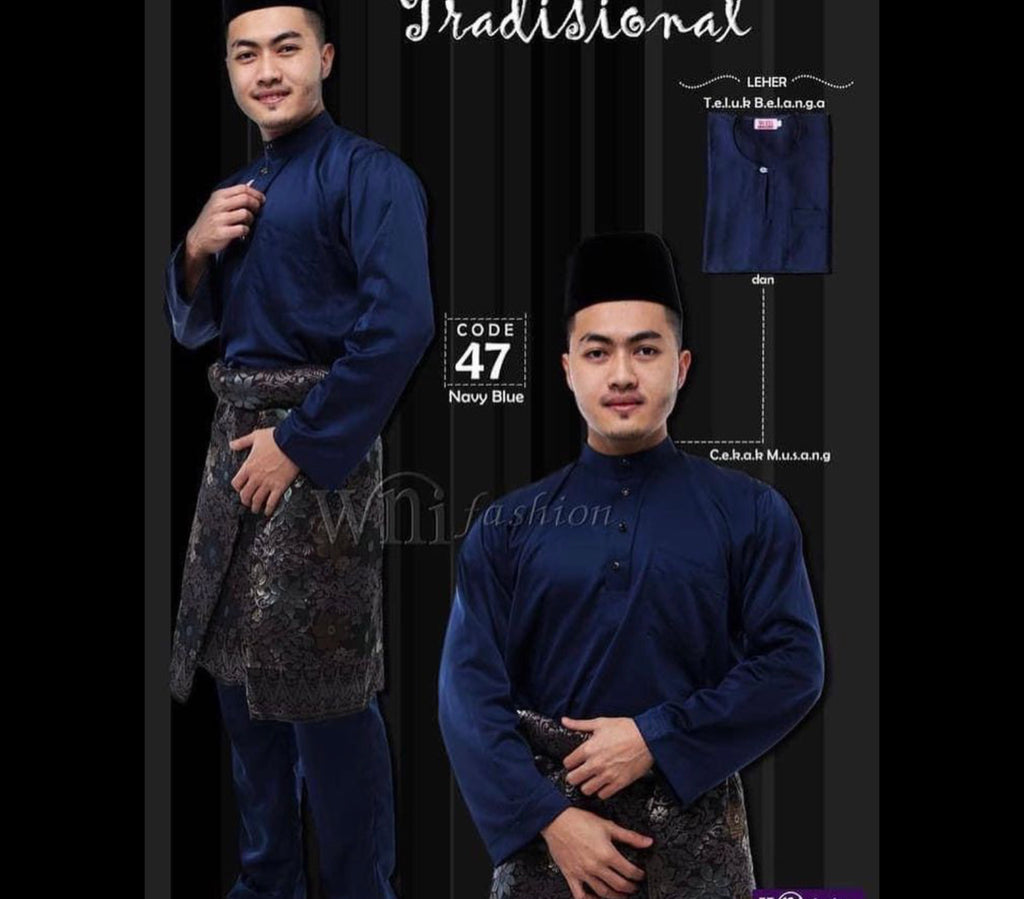 Baju Melayu ADULT WNI Plus size-Teluk Belanga (Round Neck)