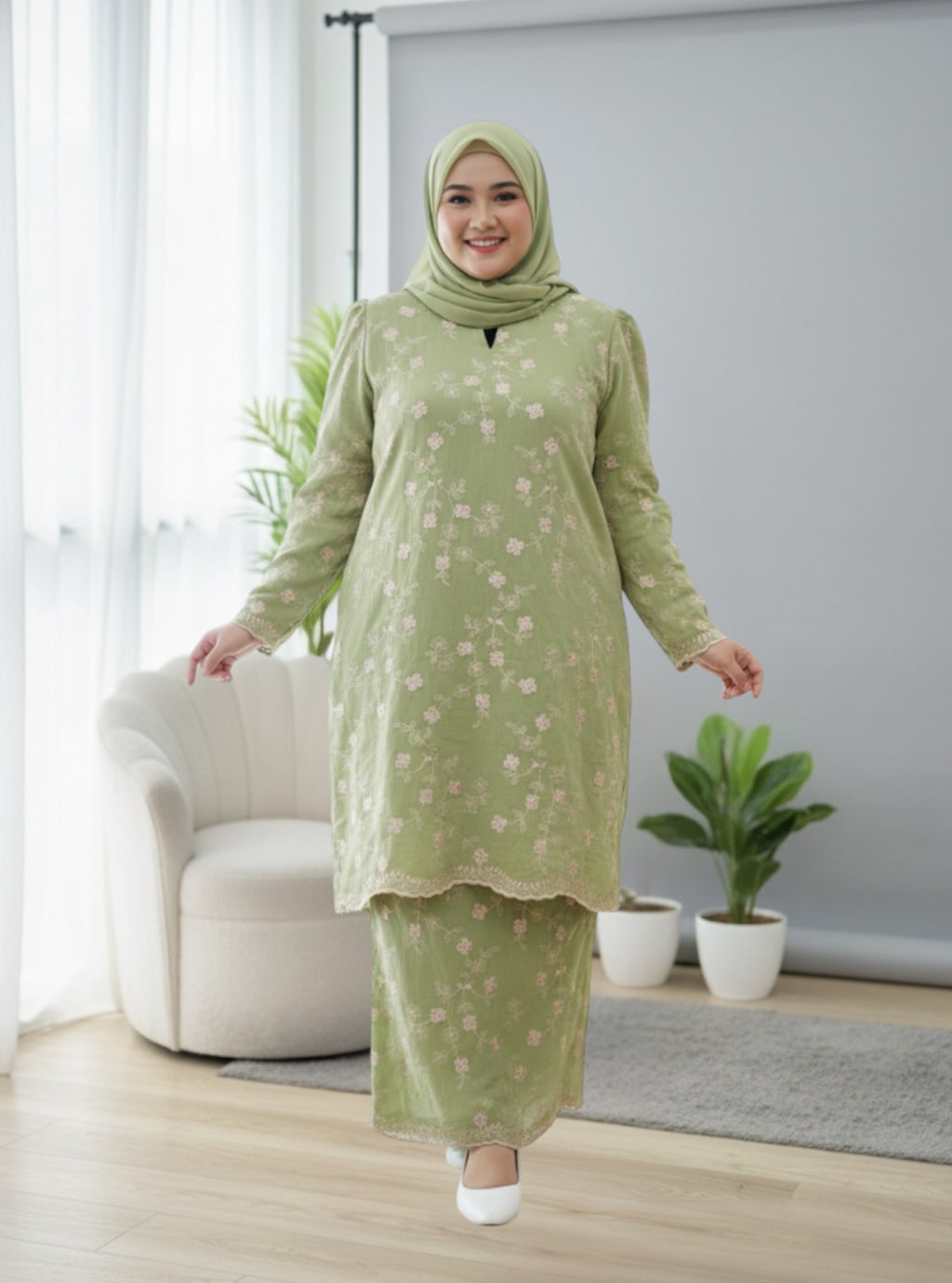 Delima Embroidery Kurung-Adult