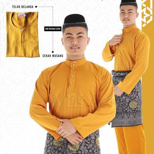Baju Melayu ADULT WNI Standard size-Cekak Musang (Collar, buttons not included)