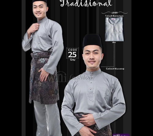 Baju Melayu ADULT WNI Standard size-Cekak Musang (Collar, buttons not included)