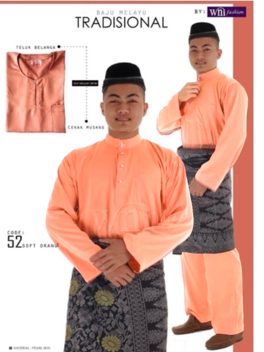 Baju Melayu ADULT WNI Standard Size-Teluk Belanga (Round Neck)