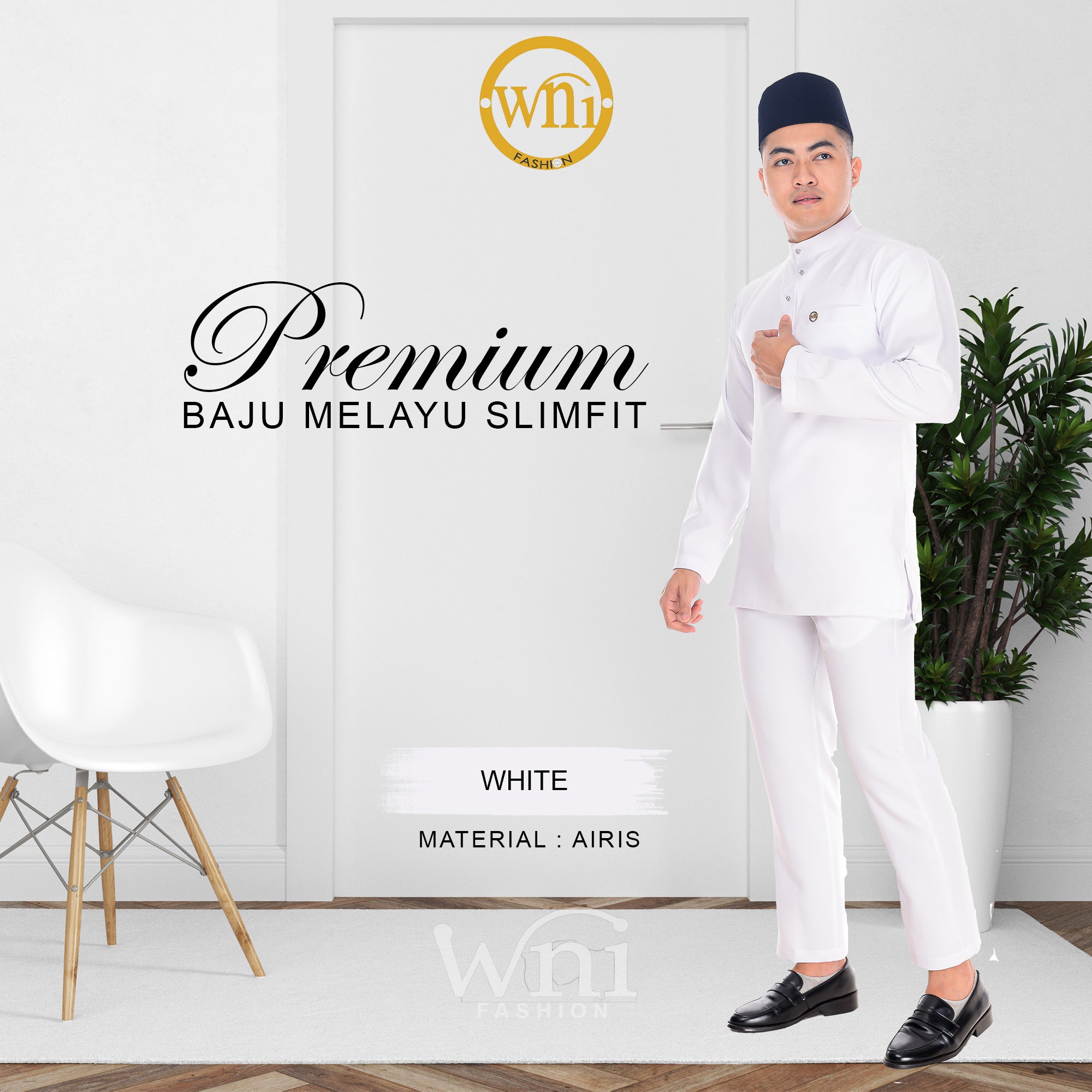 Baju Melayu Airis (SLIMFIT) Cekak Musang  Buttons not included