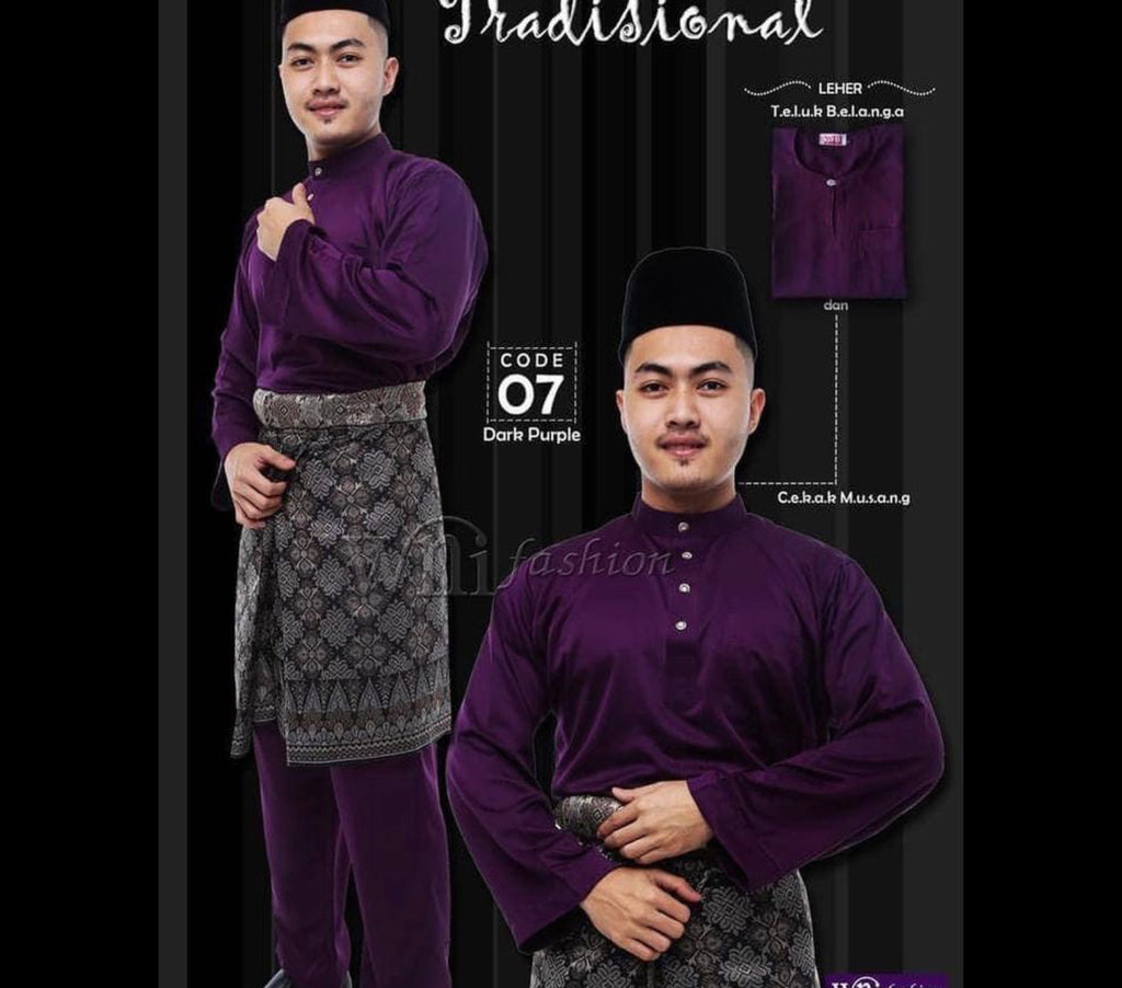 Baju Melayu ADULT WNI Plus size-Cekak Musang.  Buttons not included