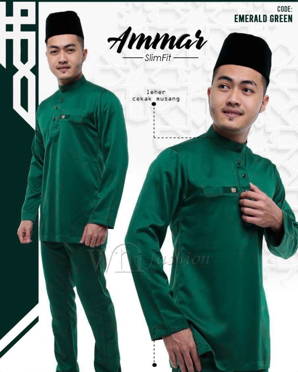 Baju Melayu Amar (SLIMFIT) Cekak Musang Buttons not included