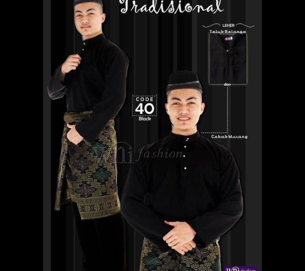 Baju Melayu ADULT Traditional STD Size - Cekak Musang (Collar, buttons not included)