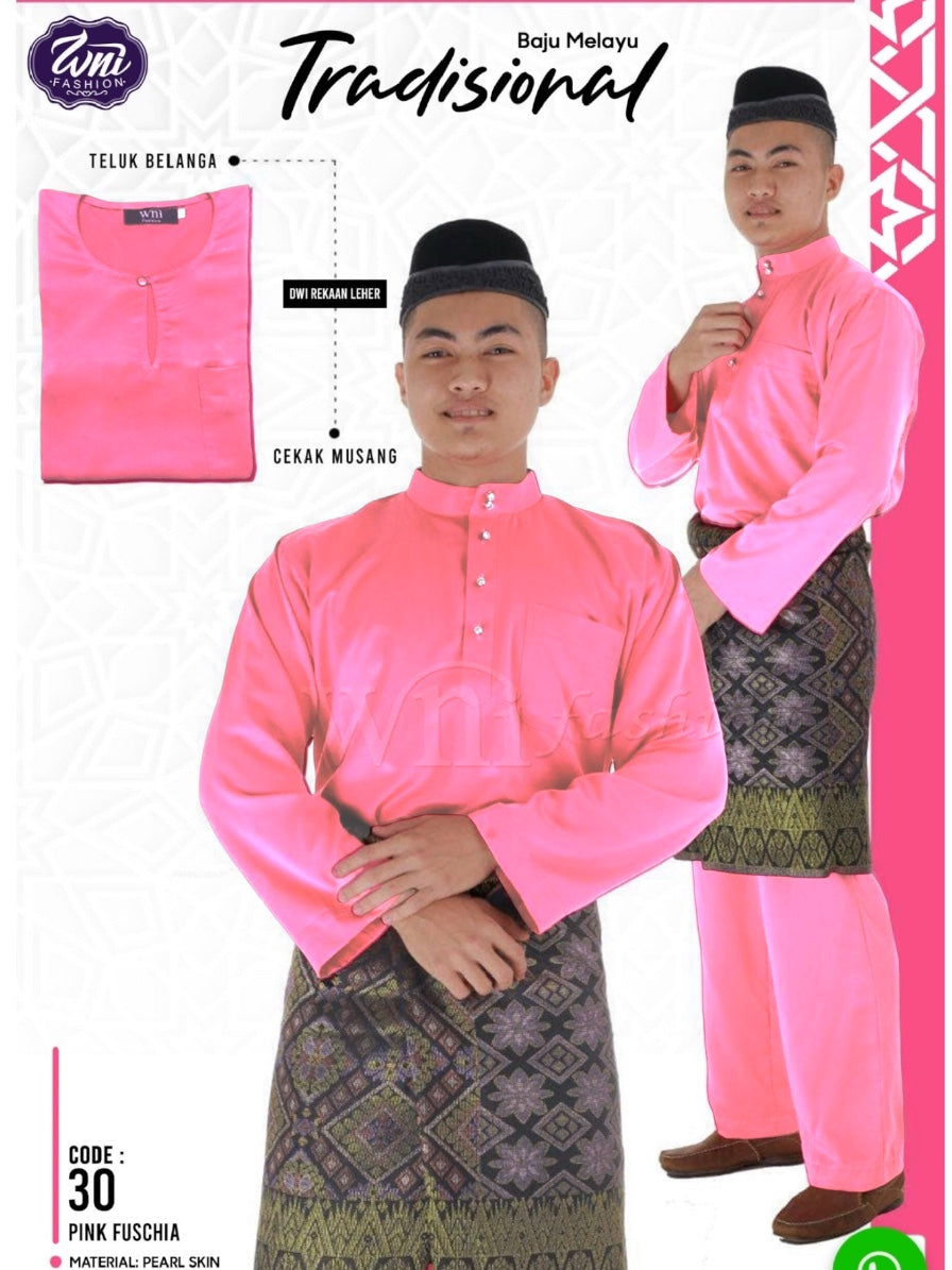 Baju Melayu ADULT WNI Standard size-Cekak Musang (Collar, buttons not included)