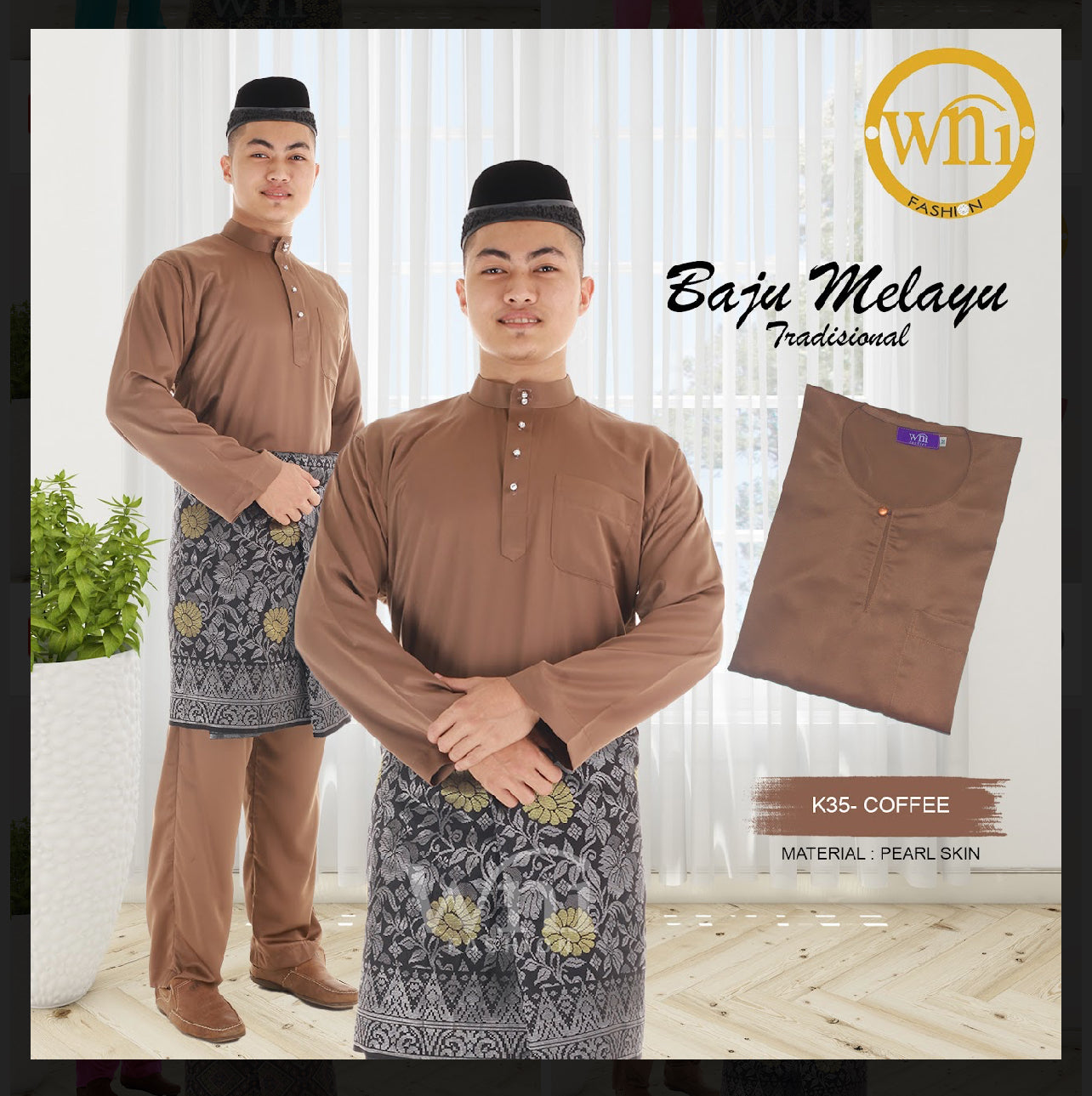 Baju Melayu ADULT WNI Plus size-Teluk Belanga (Round Neck)