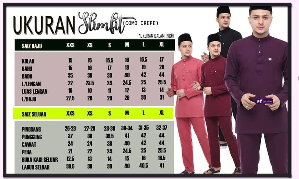 Baju Melayu Adiey Como Crepe (SLIMFIT)-buttons not included