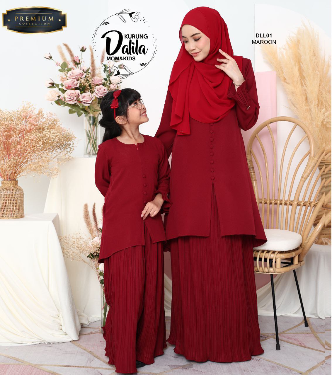 Dalila Kurung Adult - Maroon