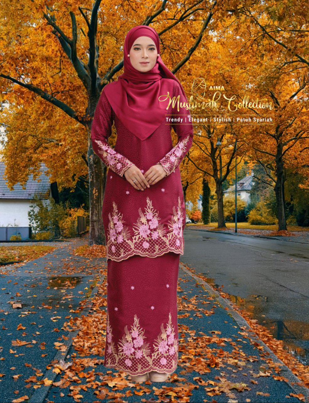 Kurung Tenun Sulam Jacquard Maroon (MOM)
