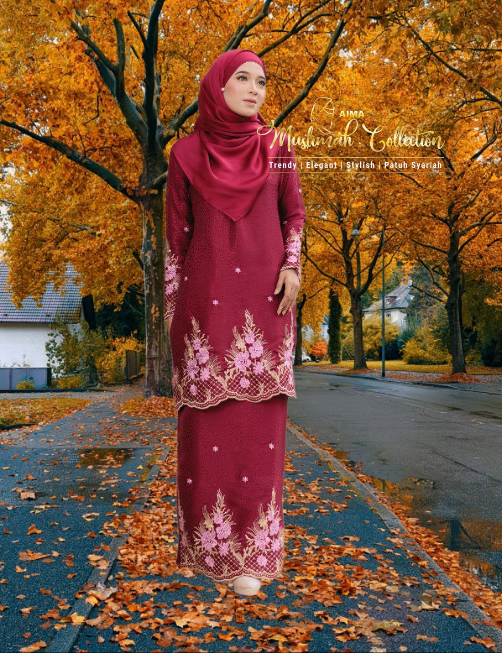 Kurung Tenun Sulam Jacquard Maroon (MOM)