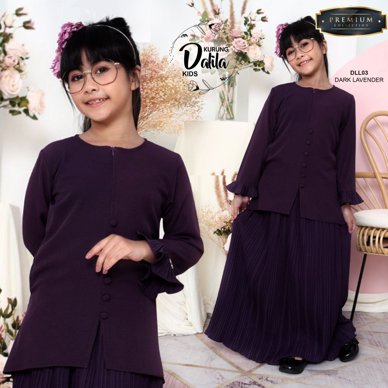 Dalila Kurung Girl - Dark Lavender