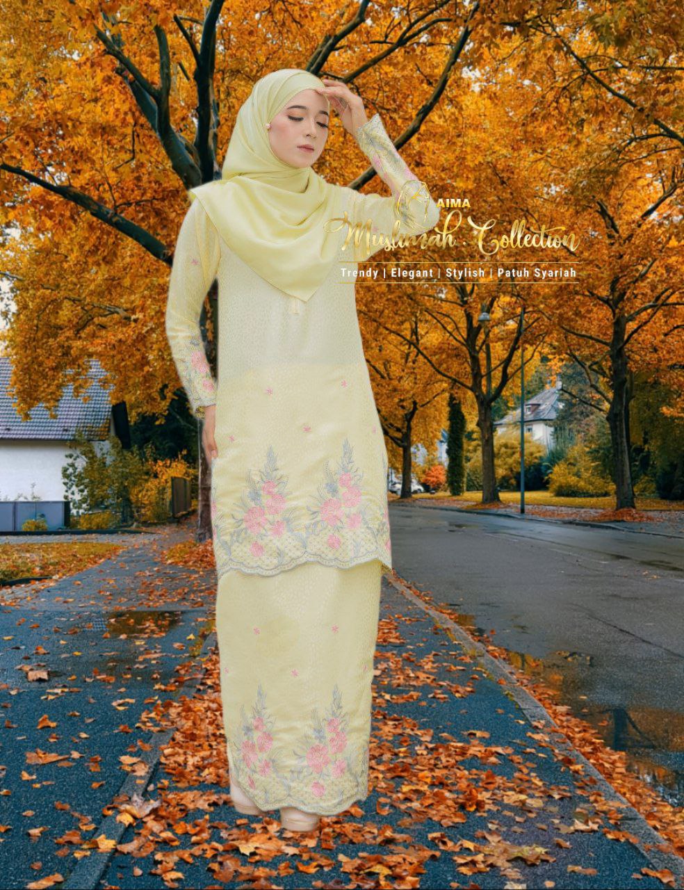Kurung Tenun Sulam Jacquard Yellow (MOM)