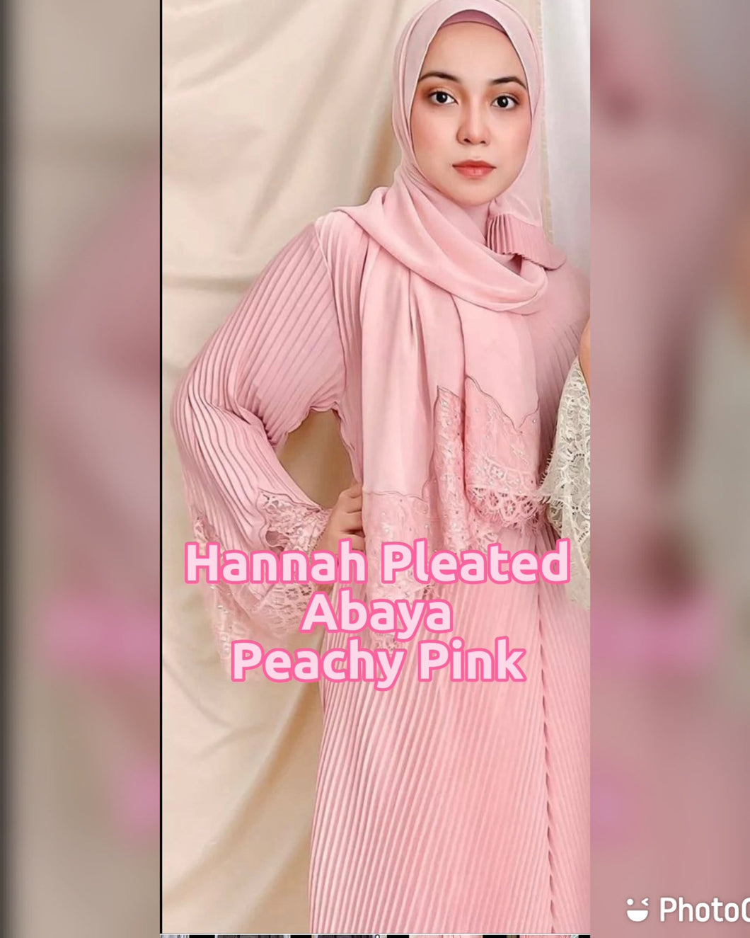 Hannah Pleated Abaya - Peachy Pink