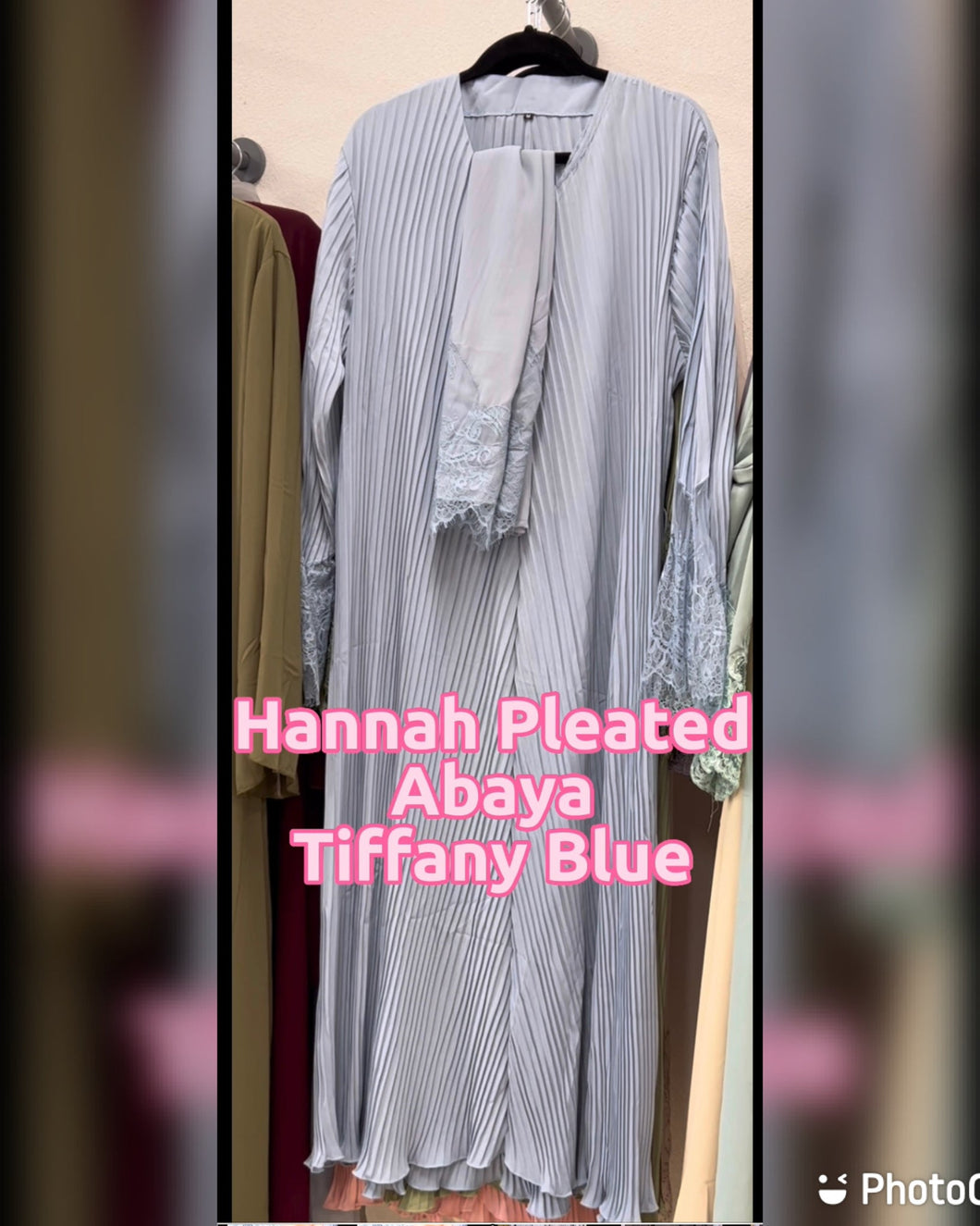 Hannah Pleated Abaya - Tiffany Blue