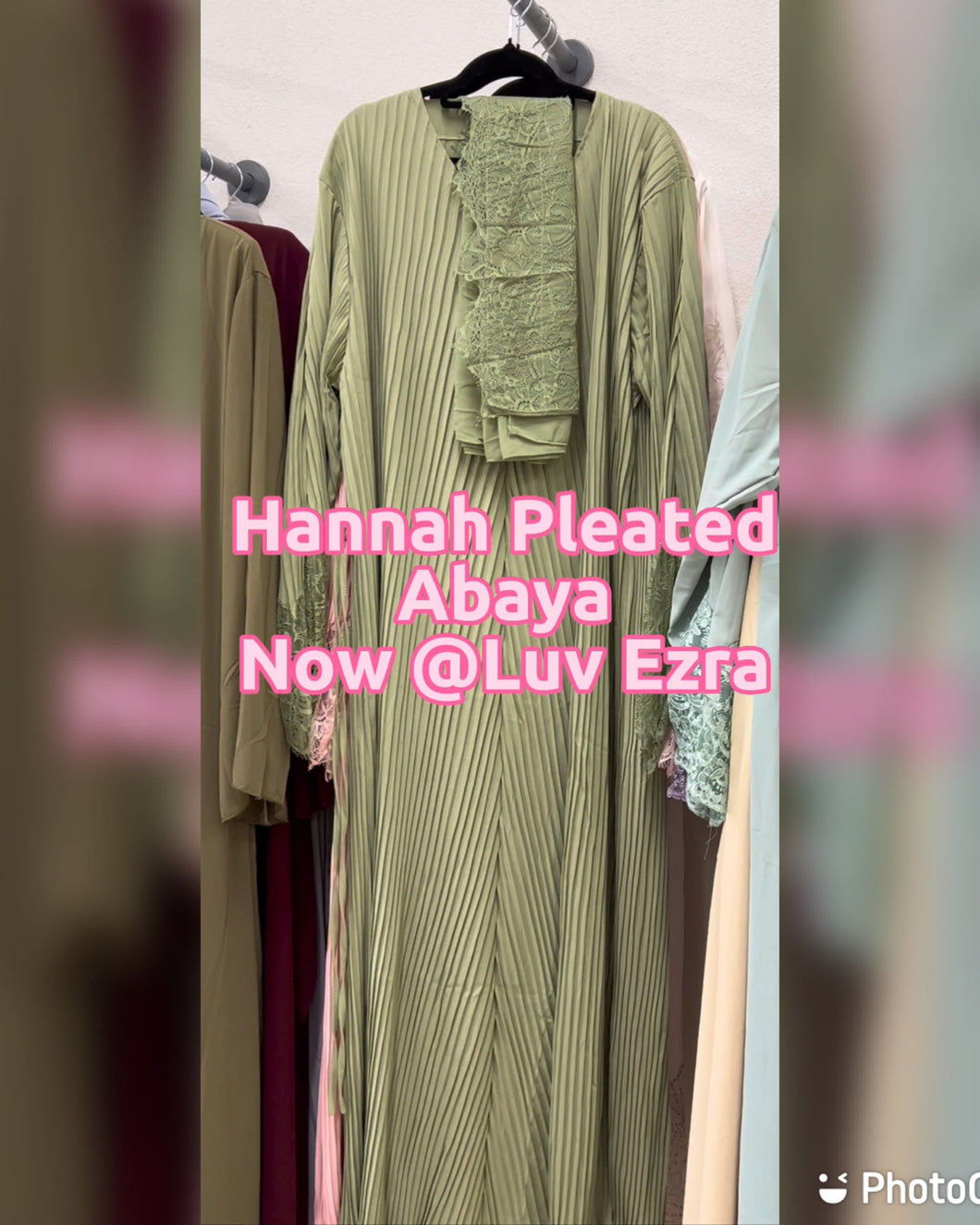 Hannah Pleated Abaya - Olive Green